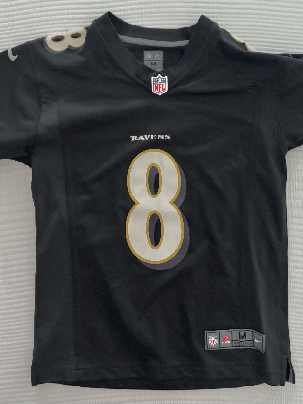 Nike Baltimore Ravens Jersey Black with Gold & White #8 Jackson Youth Mediu